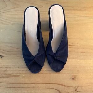 Women's Navy Blue Suede Mules
